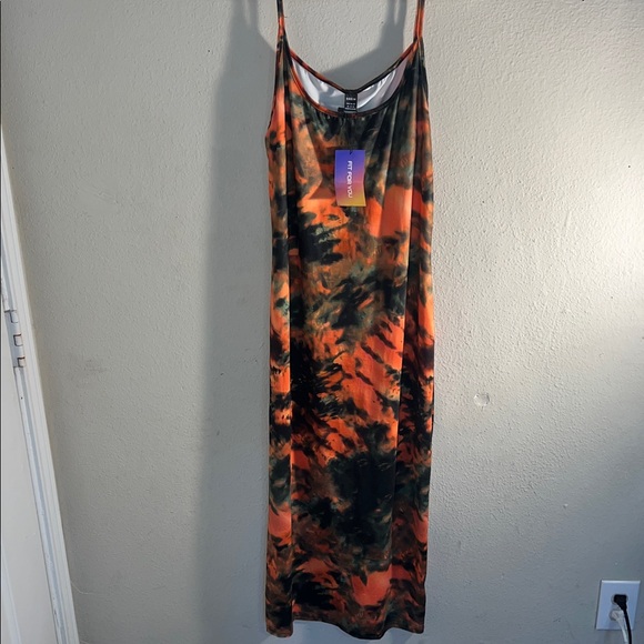 SHEIN Orange and Black Tie-Dye Dress - Picture 3 of 9